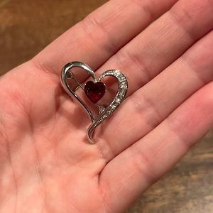 Heart brooch with rhinestones